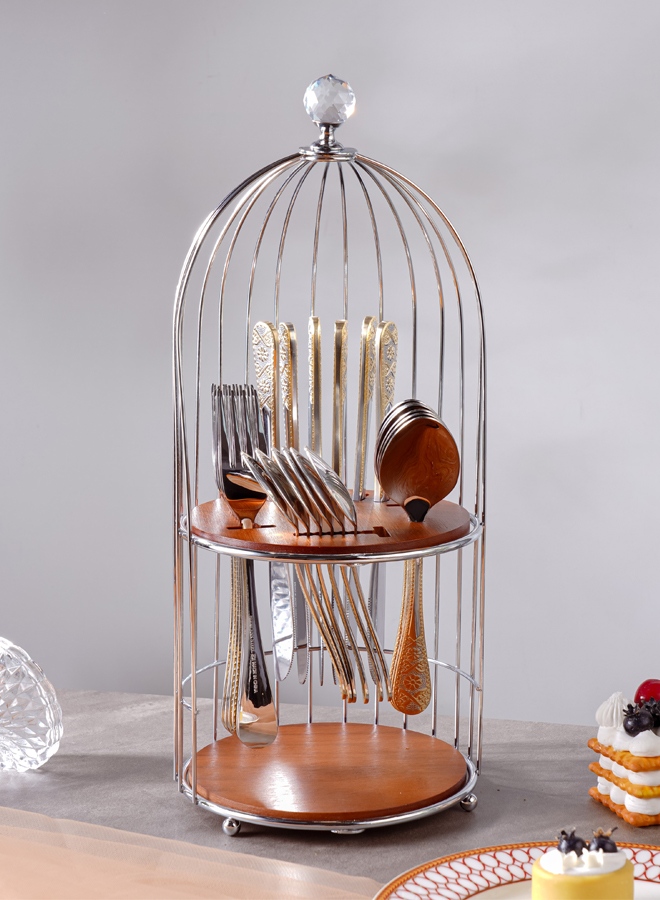 

الفولاذ المقاوم للصدأ متعدد الوظائف Birdcage حامل الأدوات المسطحة فضي