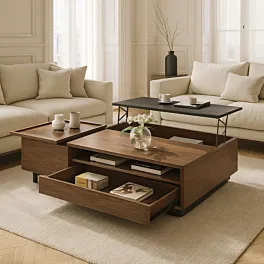 طاولة قهوة خشبية حديثة ملتي فانكشنال