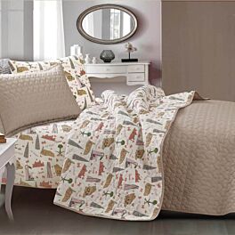 طقم لحاف للاطفال صيفي مفرد ونص تورينا - 4 قطع - بيج غامق