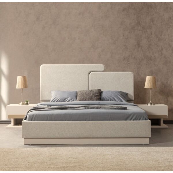 Papatya Boucle 4Piece King Size Bedroom Set Cream and Gold