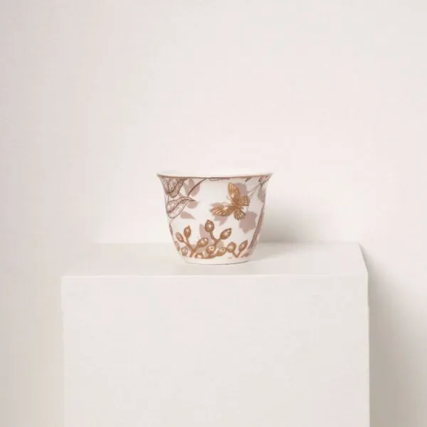 طقم فناجين قهوة سعودية رويال 6 قطع - ذهبي وأبيض