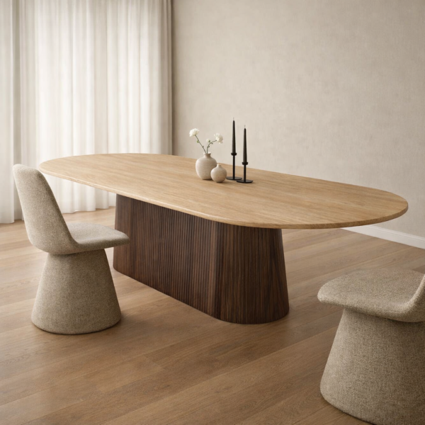 طاولة طعام فيكتوريا 8 اشخاص - بيج وبني