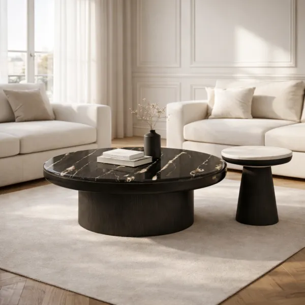 طاولة قهوة ريفا - اسود وابيض