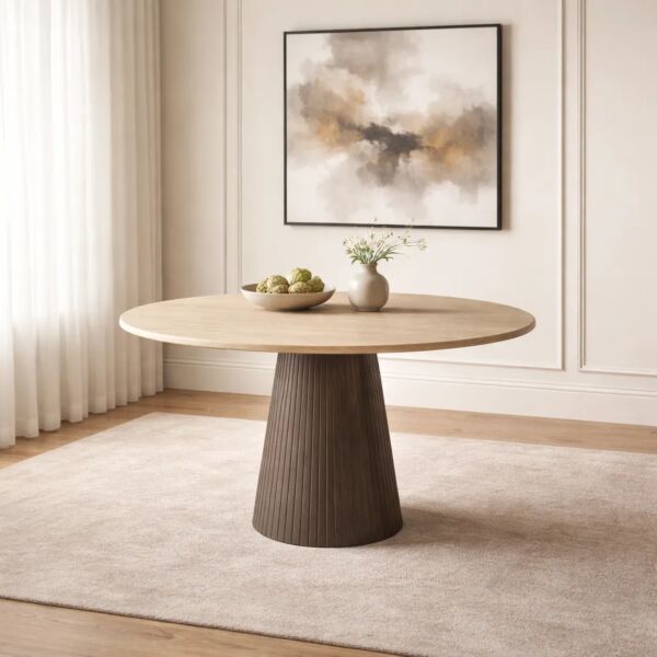 طاولة طعام فيكتوريا 4 اشخاص 120 سم - بيج وبني