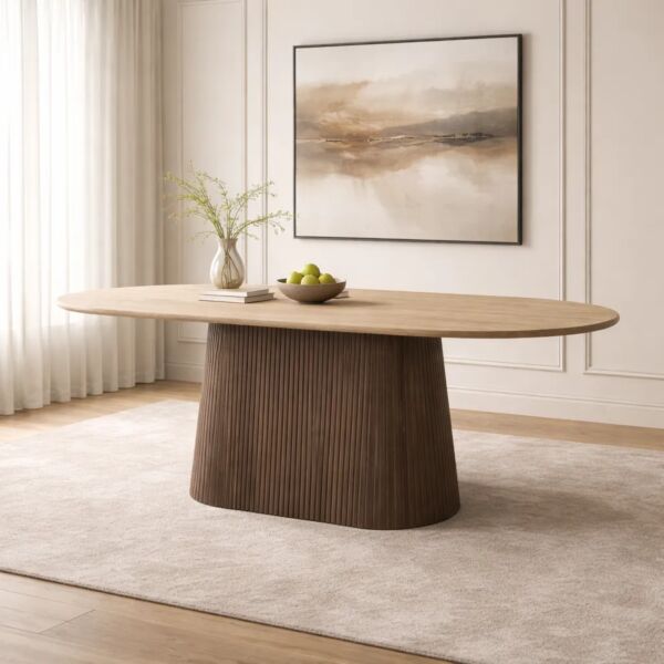 طاولة طعام فيكتوريا 6 اشخاص - بيج وبني غامق