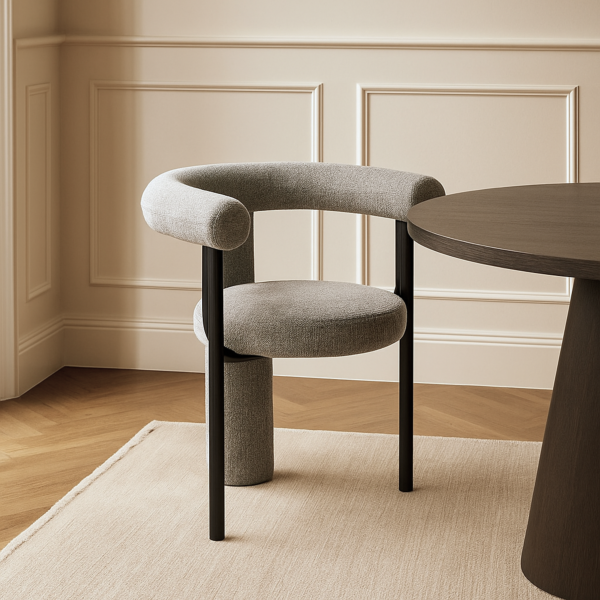 كرسي طاولة طعام ادلينا - رمادي وأسود