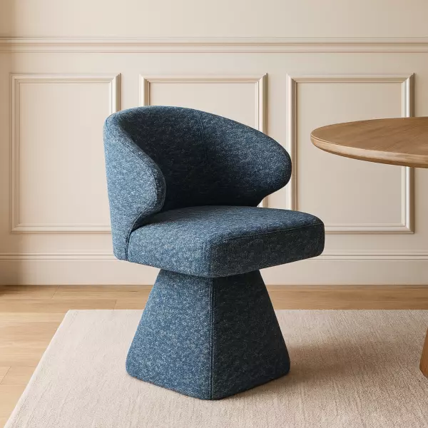 كرسي طاولة طعام كايلا - أزرق وأبيض