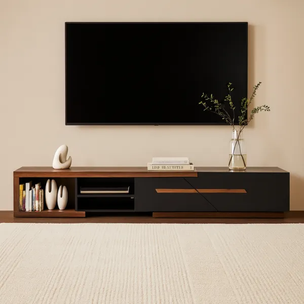 طاولة تلفزيون مودرن ايلانا  -  بني وأسود