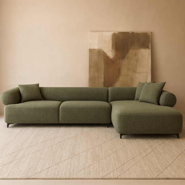 كنب زاوية حرف L سوفت سكيب - اخضر