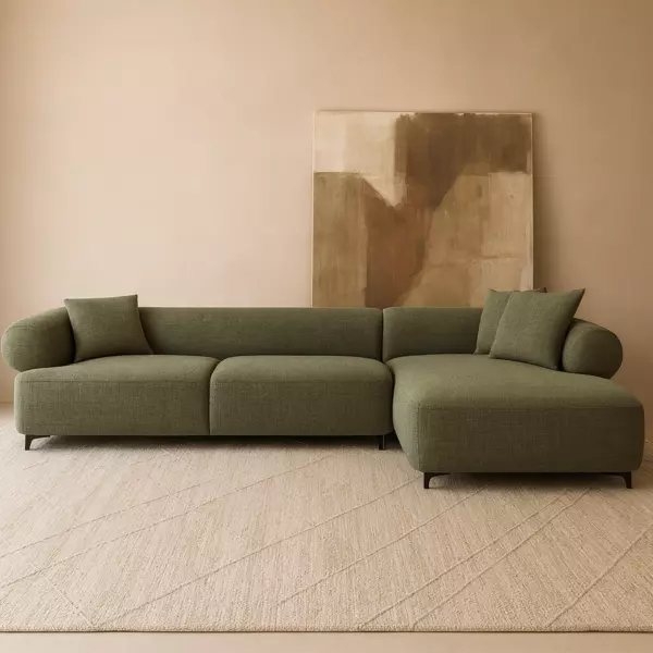 كنب زاوية حرف L سوفت سكيب - اخضر