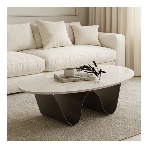 طاولة قهوة مودرن جايا - أسود وأبيض رخامي