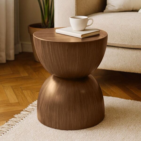 Natural Swedish Wood Side Table - Brown