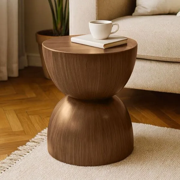 طاولة جانبية خشب سويدي طبيعي - بني