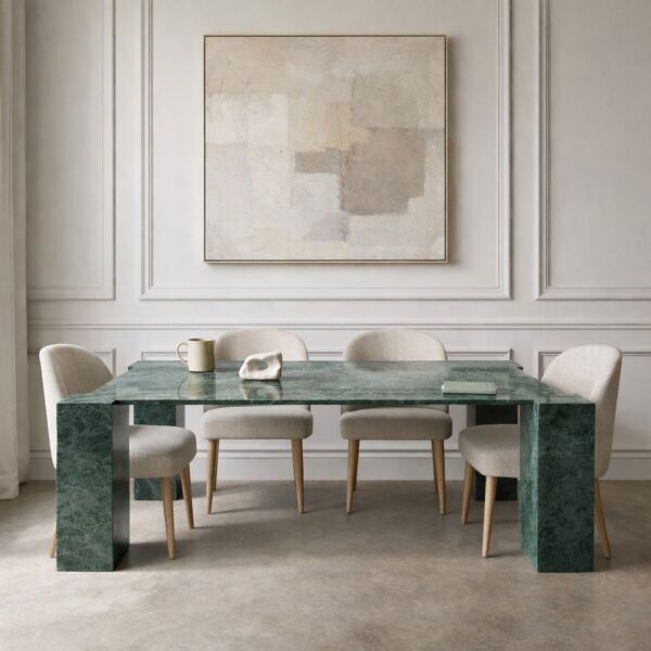 طاولة طعام 8 اشخاص رخام طبيعي - من مجموعة فيورا - اخضر