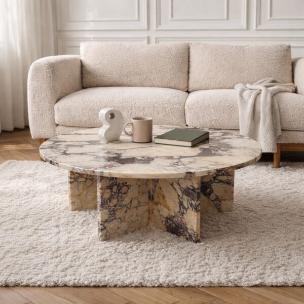 طاولة قهوة رخام طبيعي فيولا