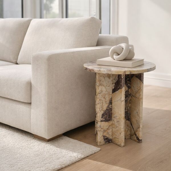 طاولة جانبية رخام طبيعي فيولا