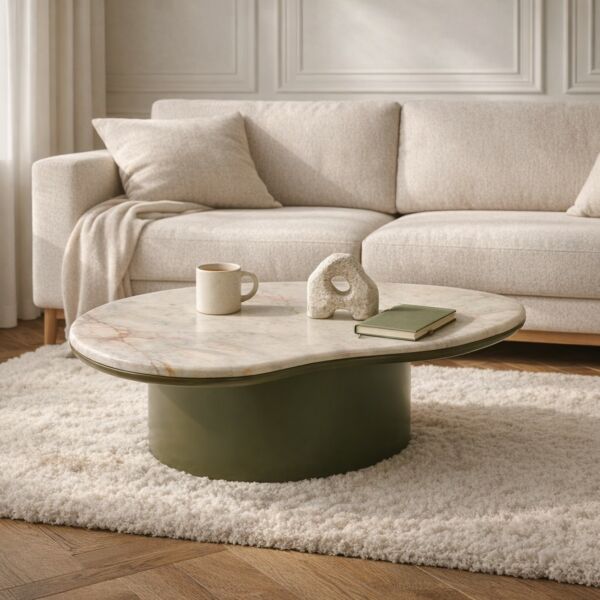 طاولة قهوة من مجموعة روفانا - رخام طبيعي - اخضر ومتعدد الالوان
