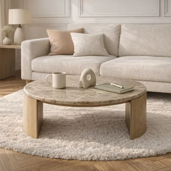 طاولة قهوة من مجموعه أرتيزا - رخام طبيعي - بيج
