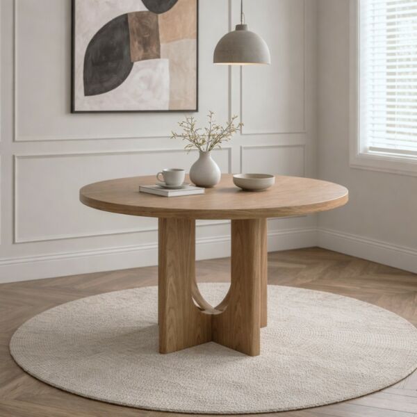 طاولة طعام دائرية من مجموعة نيرافا - 4 اشخاص - بني