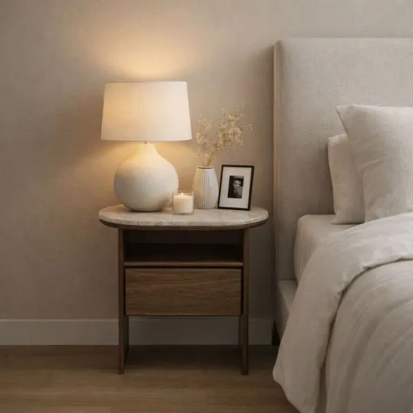 كومودينو من مجموعة روسان درج واحد - رخام طبيعي - بني غامق