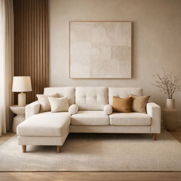 Royal Linen Corner Sofa - Beige