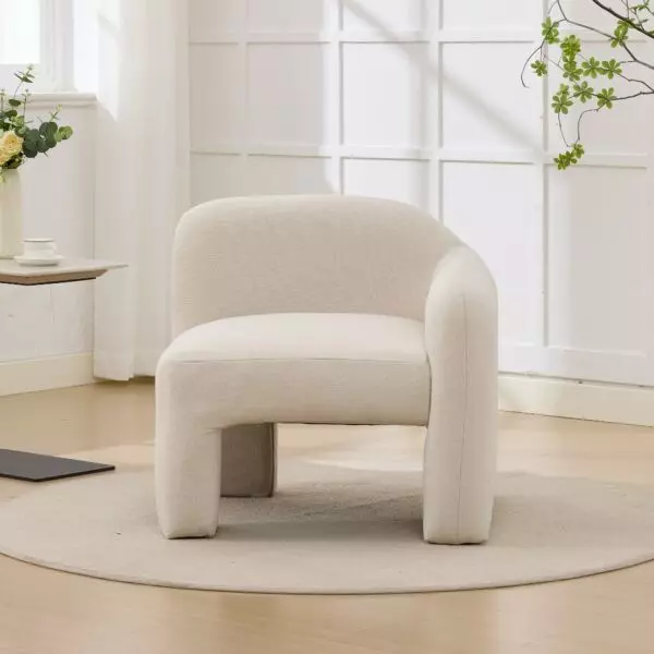 كرسي مفرد ذراع يسار يمال - بيج فاتح
