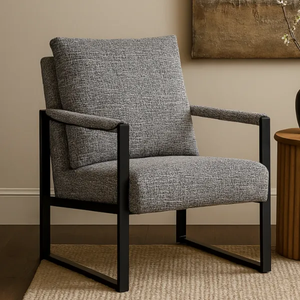 كرسي مفرد بذراعين رانو - رمادي واسود