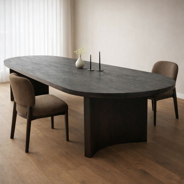 طاولة طعام بيضاوية ماندو - 8 أشخاص - اسود وبني