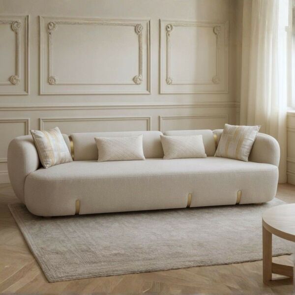 كنبة 4 مقاعد ريان - بيج وذهبي