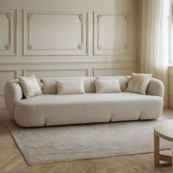 كنبة 4 مقاعد ريان - بيج وذهبي