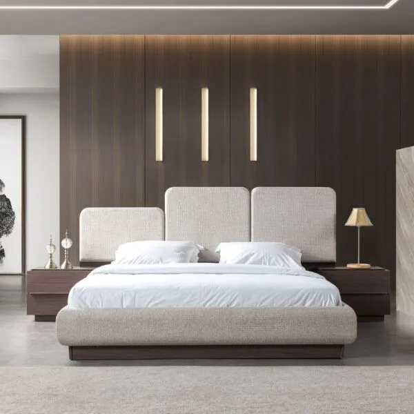 طقم غرفة نوم كينغ 5 قطع يوكا - 180×200 سم - بيج وبني
