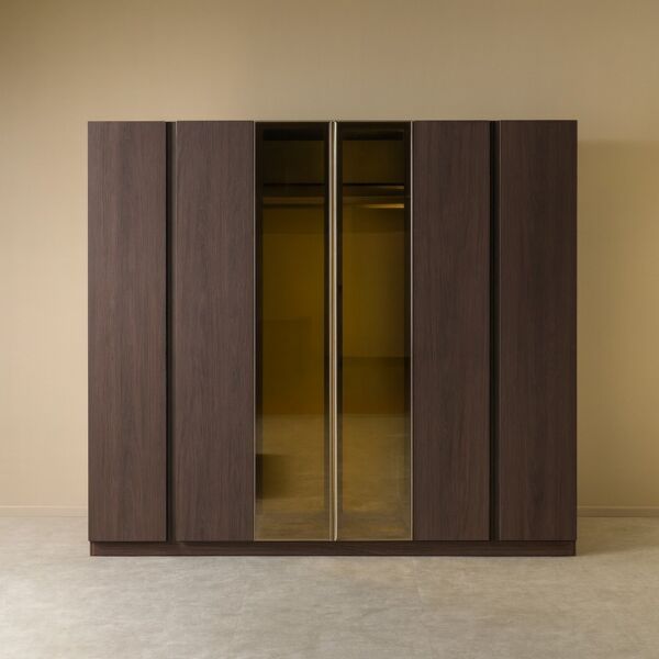 دولاب ملابس 6 أبواب يوكا مقاوم للكسر - بني