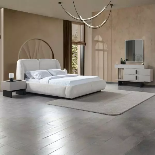 طقم غرفة نوم كينغ 5 قطع ايلانا بمساحة تخزين - 180x200سم - بيج واسود