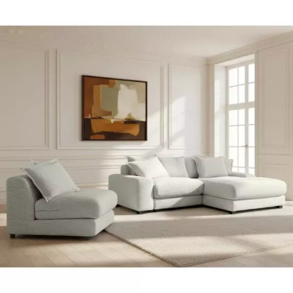 كنبة مفردة بدون ذراعين بلس - كريمي