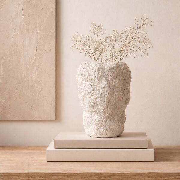 فازة سيراميك من مجموعة نيرين - حجم كبير - كريمي