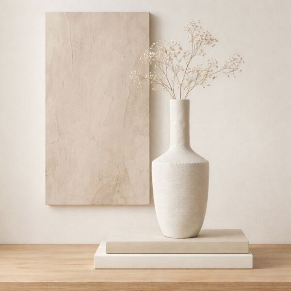 فازة سيراميك من مجموعة ليمار - حجم كبير - كريمي