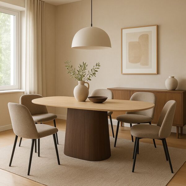 طاولة طعام فيكتوريا 6 اشخاص - بيج وبني غامق