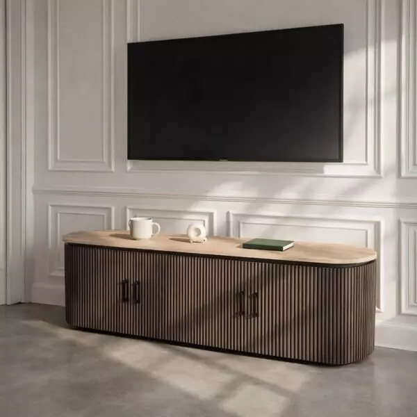 طاولة تلفزيون رواد - بني وبيج