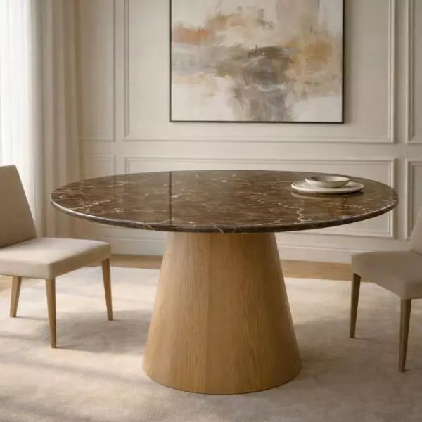 طاولة طعام من مجموعة جينجر - 4 اشخاص - بني وبيج