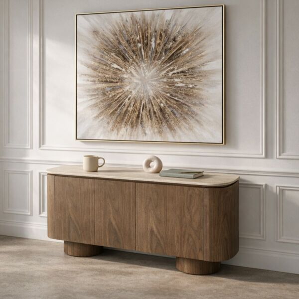 طاولة بوفيه من مجموعة نيرو - 3 أبواب - بيج فاتح وبني