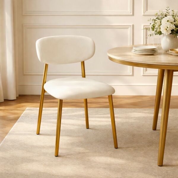 كرسي طعام هانا - كريمي وذهبي