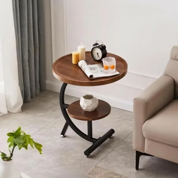 طاولة جانبية مستديرة من مجموعة نوفا - بني واسود