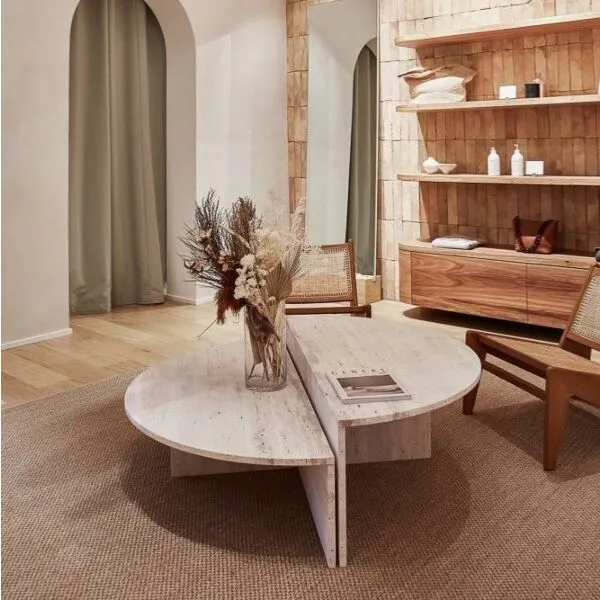 طاولة قهوة رخام ترافنتينو جيلار