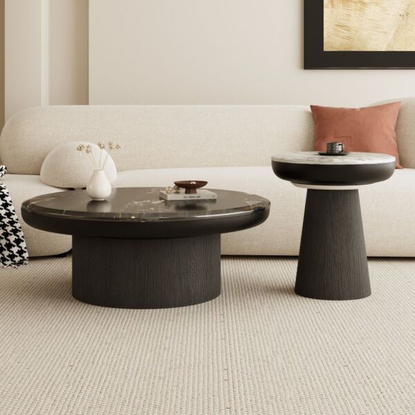 طاولة قهوة ريفا - اسود وابيض