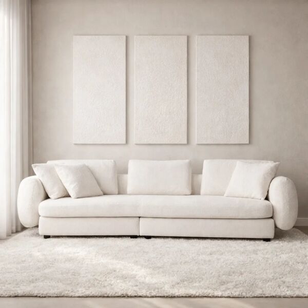 كنبة رباعية من قطعتين ناتوريل - كريمي