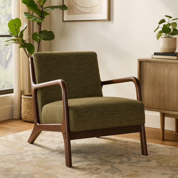 Classic Single Chair - green and Brown