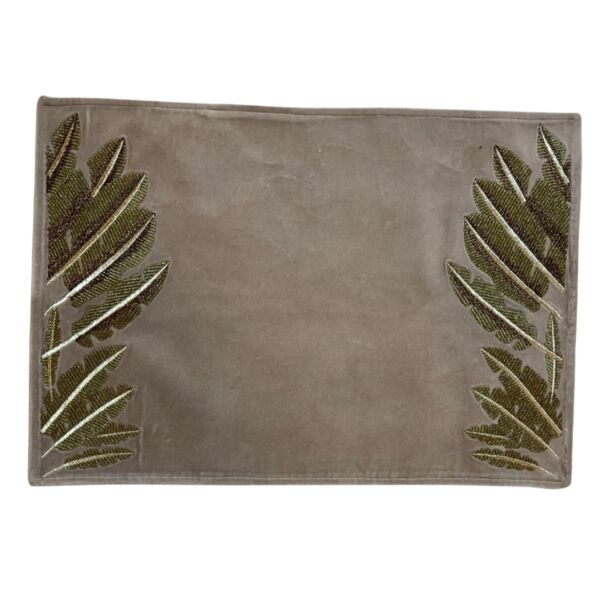 Robin Embroidered Placemat - Brown and Multicolor