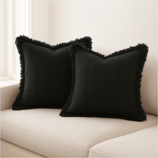 غطاء وسادة ديكور بدون حشوة سادة رالي - اسود