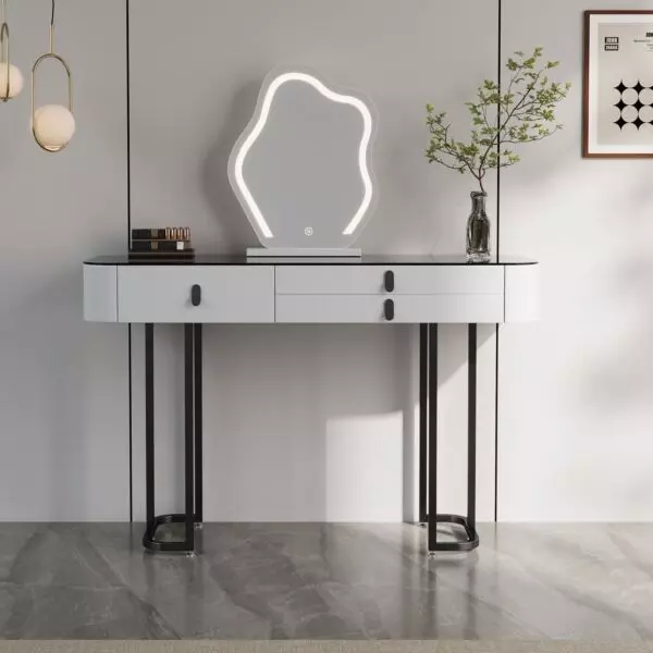 تسريحة مع مرآة بيلا 120 سم - اوف وايت واسود