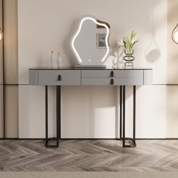 تسريحة مع مرآة بيلا 100 سم - رمادي واسود